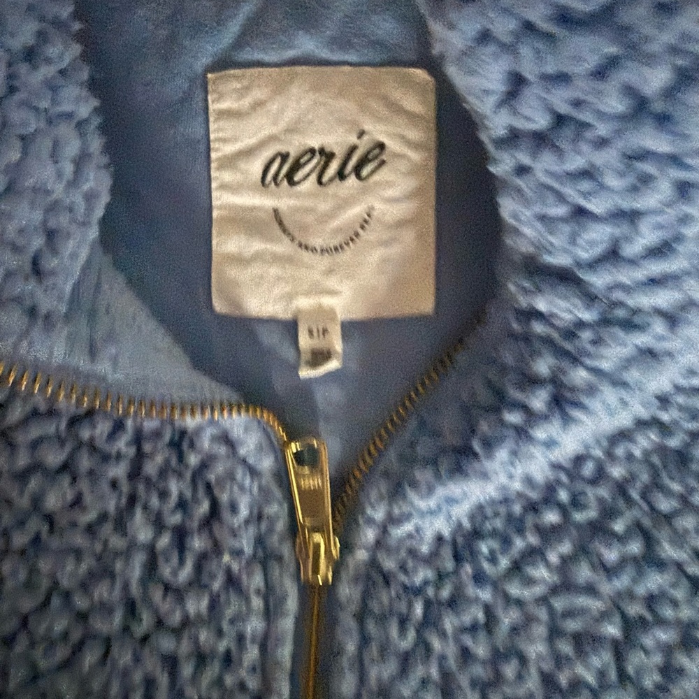 Aerie Women’s Sherpa Fleece Quarter Zip Sweatshirt Size Small - Picture 3 of 5